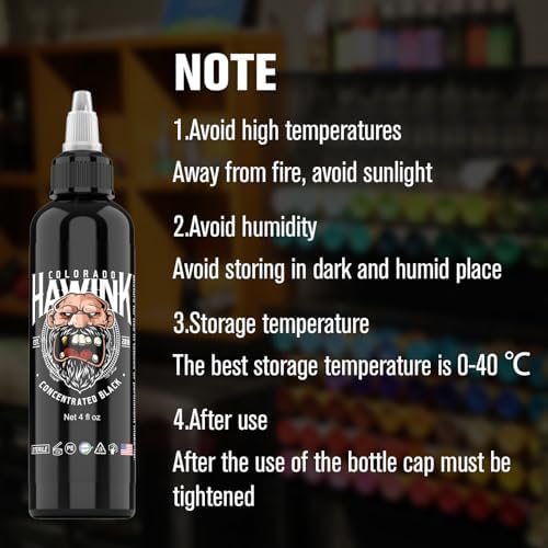 HAWINK Black Tattoo Ink Professional 4oz(120ml) Vegan-Friendly USA Standard Pigment Tattoo Ink Supplies Concentrated Black TI203-120-002