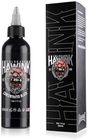 HAWINK Black Tattoo Ink Professional 4oz(120ml) Vegan-Friendly USA Standard Pigment Tattoo Ink Supplies Concentrated Black TI203-120-002
