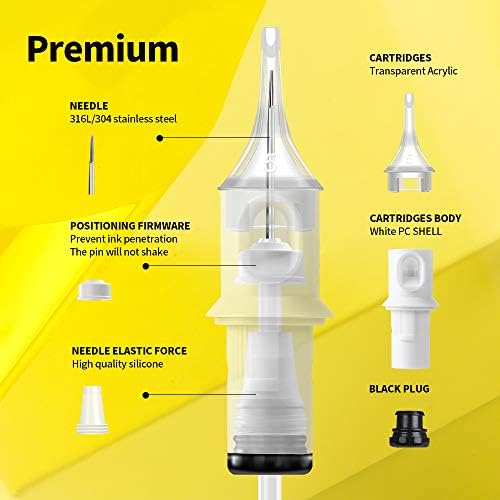 Hawink Tattoo Cartridge Needles 50Pcs Mixed #12 Standard Disposable Sterilized Safe Cartridges With Membrane Assorted Size 03RL 05RL 07RL 09RL 03RS 05RS 07RS 09RS 07M1 11M1 EN05C-50KIT-B