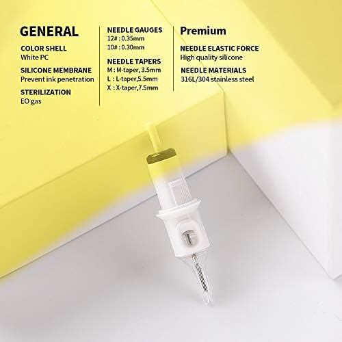 Hawink Tattoo Cartridge Needles With Membrane 20PCS 9 Round Liner For Tattoo Supplies (0.3mm/09RL) Professional Disposable EN05C-20-1009RL