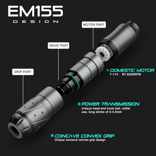 HAWINK Tattoo Gun Kit Wireless Tattoo Pen Machine With Power Supply LCD Digital 3.7V Lithium Battery 1600mAh 1Pcs 14 Inks EM155TI201-7