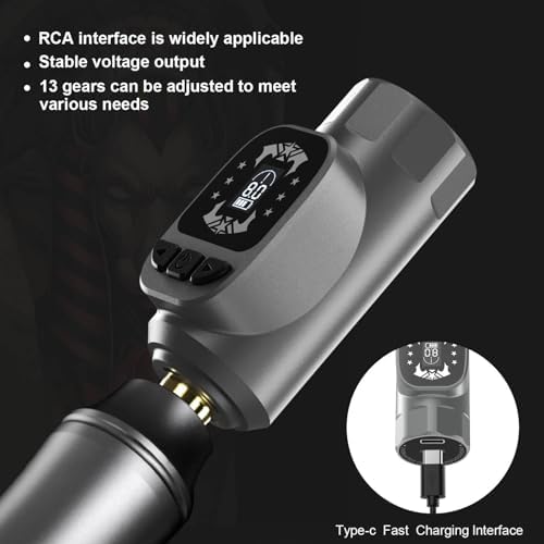 HAWINK Tattoo Gun Kit Wireless Tattoo Pen Machine With Power Supply LCD Digital 3.7V Lithium Battery 1600mAh 1Pcs 14 Inks EM155TI201-7