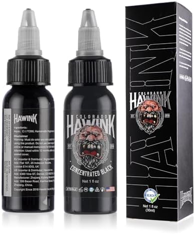 HAWINK Tattoo Ink 1 Oz (30ml) Vegan-Friendly USA Standard Black Ink Professional Pigment Supplies Concentrated TI203-30-002