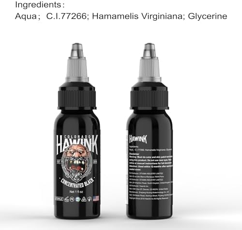 HAWINK Tattoo Ink 1 Oz (30ml) Vegan-Friendly USA Standard Black Ink Professional Pigment Supplies Concentrated TI203-30-002