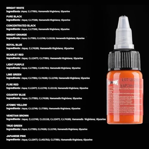 Hawink Tattoo Ink Set 0.5 Oz (15ml) Tattoo Supply 14 Colors Pigment Kit Viking Ink USA TI203-15-14