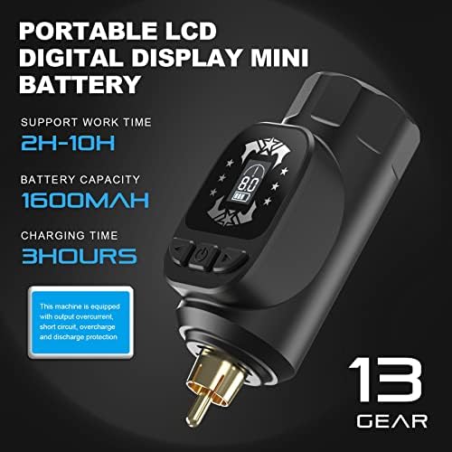 HAWINK Tattoo Kit Wireless Rotary Machine With Power Supply LCD Digital 3.7V Lithium Battery 1600mAh 1Pcs 7 Inks HWP6KITP155-1