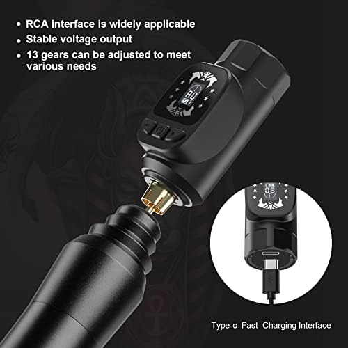 HAWINK Tattoo Kit Wireless Rotary Machine With Power Supply LCD Digital 3.7V Lithium Battery 1600mAh 1Pcs 7 Inks HWP6KITP155-1