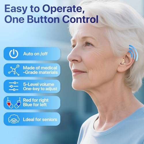 Hearing Aids For Seniors Rechargeable (ITE) In-Ear Design With Auto On/Off Anti-Howling Technology Smart Noise Reduction Chip For Crystal Clear Sound Comfortable Fit For Elderly & Hearing Loss