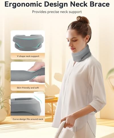 Heated Neck Brace Cervical Collar - Neck Support Brace With Ergonomic Foam Wrap To Pressure Relief Of The Cervical Spine Suitable For Men And Women