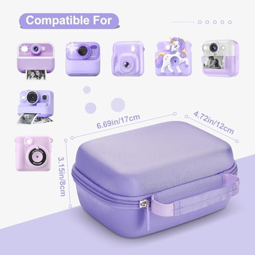 Hikkon Camera Case Compatible For Masterbee/Mgaolo/PHNIXGAM/Yosfeng/GKTZ Kids Camera Toys Portable Kids Instant Print Digital Camera Storage Holder Organizer Bag (Case Only) - Purple
