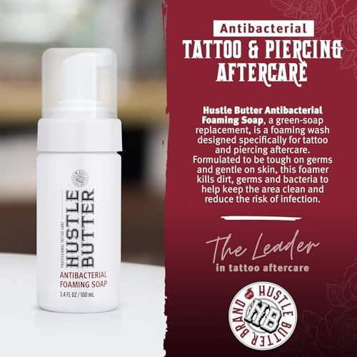 Hustle Bubbles Tattoo Aftercare - Foaming Tattoo Soap For New Tattoos And Piercings - TSA Approved - Cruelty Free - 100ml