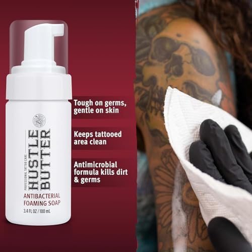 Hustle Bubbles Tattoo Aftercare - Foaming Tattoo Soap For New Tattoos And Piercings - TSA Approved - Cruelty Free - 100ml