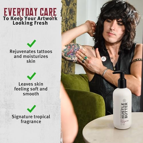 Hustle Butter Tattoo Aftercare - Daily Tattoo Lotion - Naturally Derived Vegan Cruelty Free - Everyday All Over Use And Moisturized Tattoos - 266 Ml