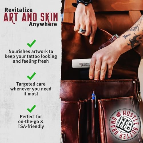 Hustle Butter Tattoo Aftercare - Tattoo Balm Stick - On The Go Tattoo Aftercare - Naturally Derived Vegan Cruelty Free - Mess Free - 45g