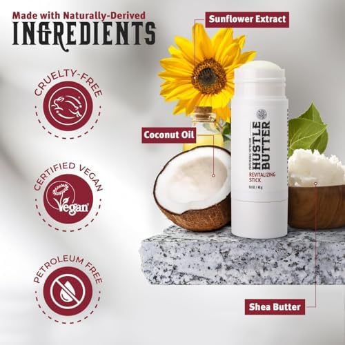 Hustle Butter Tattoo Aftercare - Tattoo Balm Stick - On The Go Tattoo Aftercare - Naturally Derived Vegan Cruelty Free - Mess Free - 45g