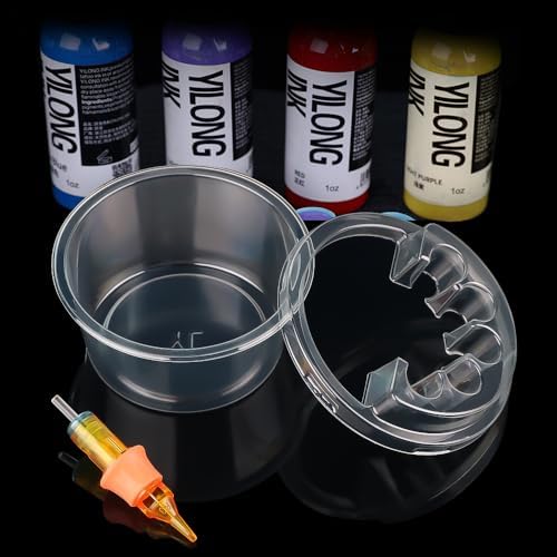 IFERO 20pcs/box Disposable Tattoo Cartridge Cup Holder Tattoo Dip Leak-Proof Rinse Cup Blending Rinsing Diluting Drying Ink Plastic Clean Tip Cartridge Dip Tattoo Cleaning Cup