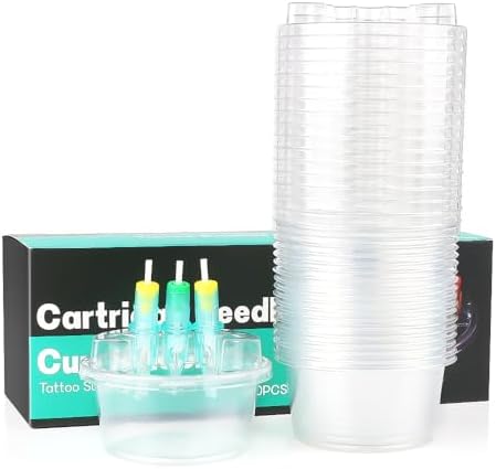 IFERO 20pcs/box Disposable Tattoo Cartridge Cup Holder Tattoo Dip Leak-Proof Rinse Cup Blending Rinsing Diluting Drying Ink Plastic Clean Tip Cartridge Dip Tattoo Cleaning Cup