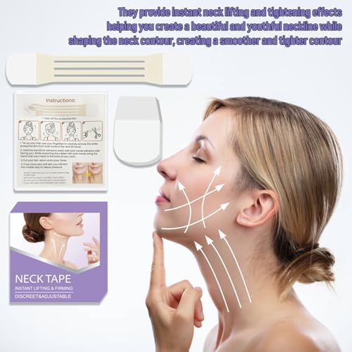 Instant Neck Lift Tape 20Pcs Instant Face Neck Lifting & Firming Invisible Tape High Elastic Breathable Strap Patch Reusable & Waterproof (4 Tapes + 20 Patches)