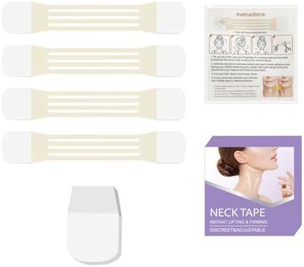 Instant Neck Lift Tape 20Pcs Instant Face Neck Lifting & Firming Invisible Tape High Elastic Breathable Strap Patch Reusable & Waterproof (4 Tapes + 20 Patches)
