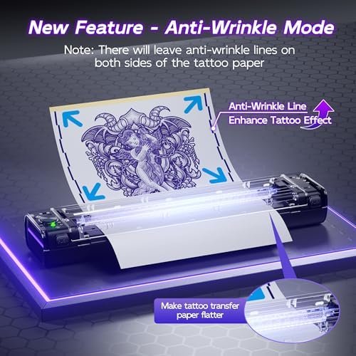 Itari Wireless Tattoo Stencil Printer Tattoo Transfer Printer For Artists & Beginners Bluetooth Tattoo Machines Printers With 10 Pcs Transfer Paper Compatible With Phone Tablet & PC