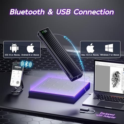 Itari Wireless Tattoo Stencil Printer Tattoo Transfer Printer For Artists & Beginners Bluetooth Tattoo Machines Printers With 10 Pcs Transfer Paper Compatible With Phone Tablet & PC