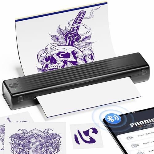 Itari Wireless Tattoo Stencil Printer Tattoo Transfer Printer for Artists & Beginners Bluetooth Tattoo Machines Printers with 10 Pcs Transfer Paper Compatible with Phone Tablet & PC
