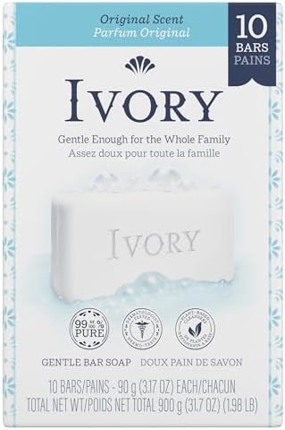 Ivory Gentle Bar Soap Original Scent 900 g Total (10 Count of 90 g Each)