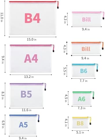 JARLINK 18 Pack 8 Sizes Mesh Pouch 9 Colors Zipper File Bags Document Multipurpose Travel Bags For Office School Board Game Puzzles Cosmetics Travel Accessories And Home Organize