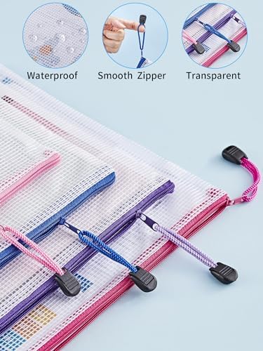 JARLINK 18 Pack 8 Sizes Mesh Pouch 9 Colors Zipper File Bags Document Multipurpose Travel Bags For Office School Board Game Puzzles Cosmetics Travel Accessories And Home Organize