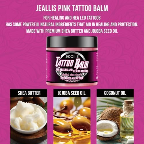 Jeallis Pink Tattoo Ointment For Artists And Aftercare Tattoo Balm For Before During & Post Tattoo Safe Natural Tattoo Aftercare CreamLotion Bubble Gum No-Petroleum 6oz