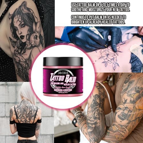 Jeallis Pink Tattoo Ointment For Artists And Aftercare Tattoo Balm For Before During & Post Tattoo Safe Natural Tattoo Aftercare CreamLotion Bubble Gum No-Petroleum 6oz