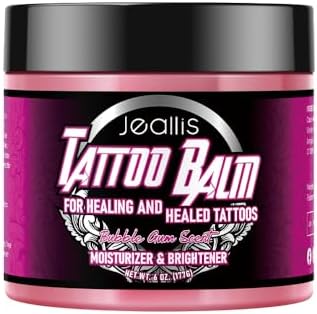 Jeallis Pink Tattoo Ointment for Artists and Aftercare Tattoo Balm for Before During & Post Tattoo Safe Natural Tattoo Aftercare CreamLotion Bubble Gum No-Petroleum 6oz
