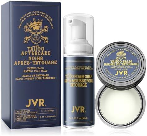 JVR Tattoo Aftercare Kit JVR Tattoo Soap & Tattoo Balm Tattoo Foam Soap Cleanser To Clean Tattoos Tattoo Balm for Tattoo Moisturizer & Color Enhancement & Tattoo with Gentle Ingredients