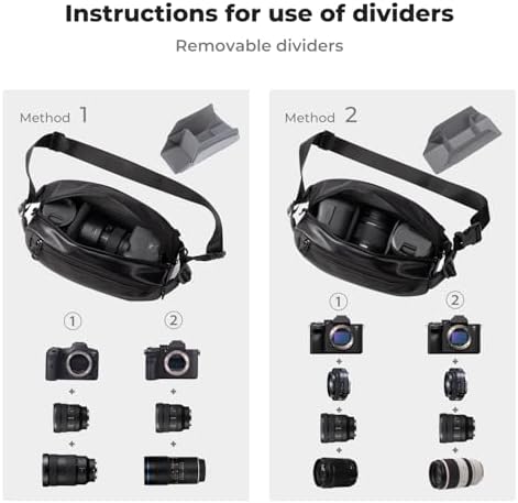 K&F Concept 2 In 4 Sling Bag Everyday Shoulder Bag & Multifunction Photography Crossbody Camera DSLR Backpack Portable Bag