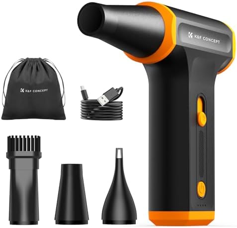 K&F CONCEPT Air Duster Electric 110000 RPM Compressed Air Duster Air Blower 5000mAh Cordless Brushless Motor with 3 Nozzols for Cleaning Computer Keyboard House Outdoor and Car