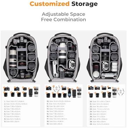 K&F Concept DSLR Camera Backpack Large Hardshell Photography Camera Bag With 15-15.6Inch Laptop Compartment With Rain Cover