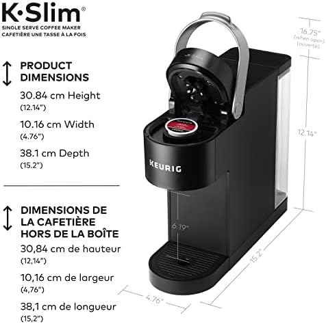 Keurig K-Slim Single Serve K-Cup Pod Coffee Maker Featuring Simple Push Button Controls And MultiStream Technology Black