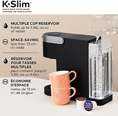 Keurig K-Slim Single Serve K-Cup Pod Coffee Maker Featuring Simple Push Button Controls And MultiStream Technology Black