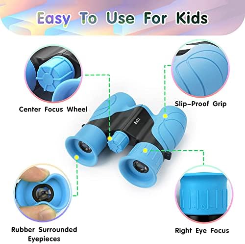 Kids Binoculars Shockproof 8 X 21 High Resolution Compact Kids Binoculars Real For 3-12 Boys And Girls Perfect For Bird Watching Hiking Camping Travel Christmas Birthday Gift
