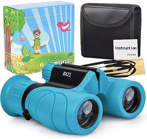 Kids Binoculars Shockproof 8 x 21 High Resolution Compact Kids Binoculars Real for 3-12 Boys and Girls Perfect for Bird Watching Hiking Camping Travel Christmas Birthday Gift