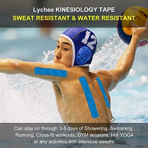 Kinesiology Tape - 5 Rolls Set Lychee Elastic Therapeutic Sports Tape For Shoulder Knee Elbow Pain Relief Latex Free Water Resistant Breathable 2" X 16.4 Feet Per Roll