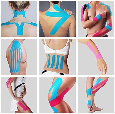Kinesiology Tape - 5 Rolls Set Lychee Elastic Therapeutic Sports Tape For Shoulder Knee Elbow Pain Relief Latex Free Water Resistant Breathable 2" X 16.4 Feet Per Roll