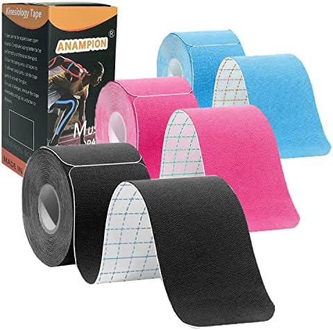 Kinesiology Tape Precut (3 Rolls 60 Precut Strips) Waterproof Sports & Athletic tape for Athletes - Physio Elastic Sports Tape Pain Relief Adhesive for Muscles Shin Splints Ankle Neck Knee & Shoulder 5m (Mixed color)