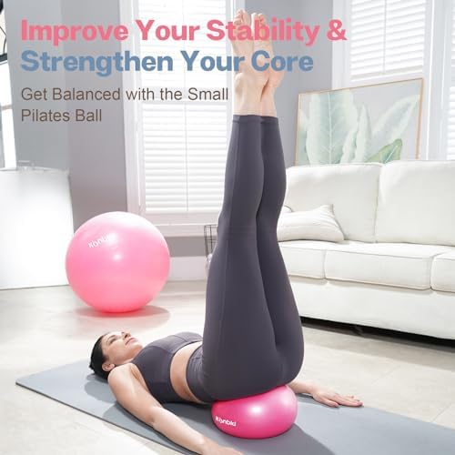 Kisnbld Small Exercise Ball 9 Inch Mini Pilates Ball Anti Burst And Slip Resistant Mini Yoga Ball For Stability Fitness Physical Therapy Stretching & Core Strength Workout At Home Gym & Office