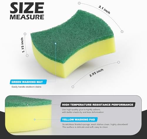 Kitchen Cleaning Sponges 24 Pack Eco Non-Scratch For Dish Scrub Sponges