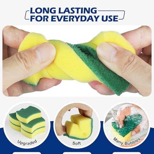 Kitchen Cleaning Sponges 24 Pack Eco Non-Scratch For Dish Scrub Sponges