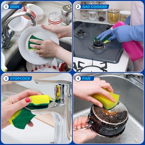 Kitchen Cleaning Sponges 24 Pack Eco Non-Scratch For Dish Scrub Sponges