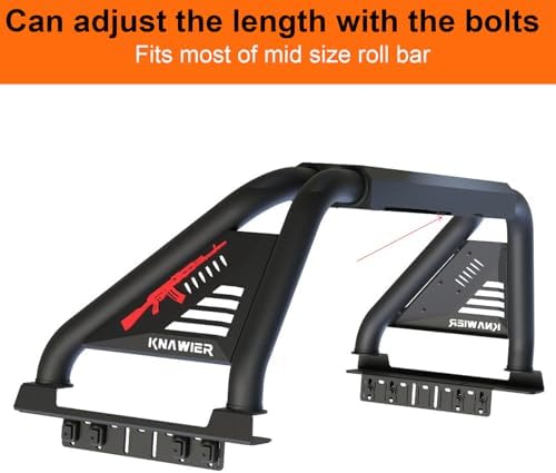KNAWIER R13 Roll Bar For Mid Size Pickup Truck Adjustable Chase Rack Sport Bar Roll Cage Compatible With Tacoma/Gladiator/Frontier/Canyon/Ranger/Colorado Include Brake Light