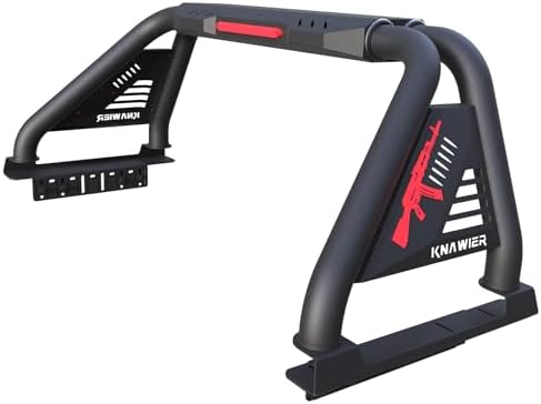 KNAWIER R13 Roll Bar for Mid Size Pickup Truck Adjustable Chase Rack Sport Bar Roll Cage Compatible with Tacoma/Gladiator/Frontier/Canyon/Ranger/Colorado Include Brake Light