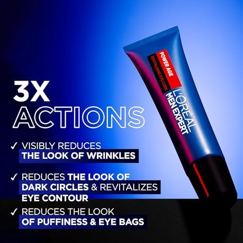L'Oréal Paris Men Expert Power Age Revitalizing Eye Care With Hyaluronic Acid Reduces The Look Of Wrinkles Dark Circles & Eye Bags 15 ML